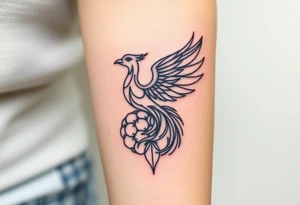 A phoenix rising out of a brain looking powerful tattoo idea