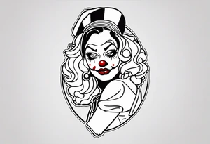 murderous female pin up clown tattoo idea