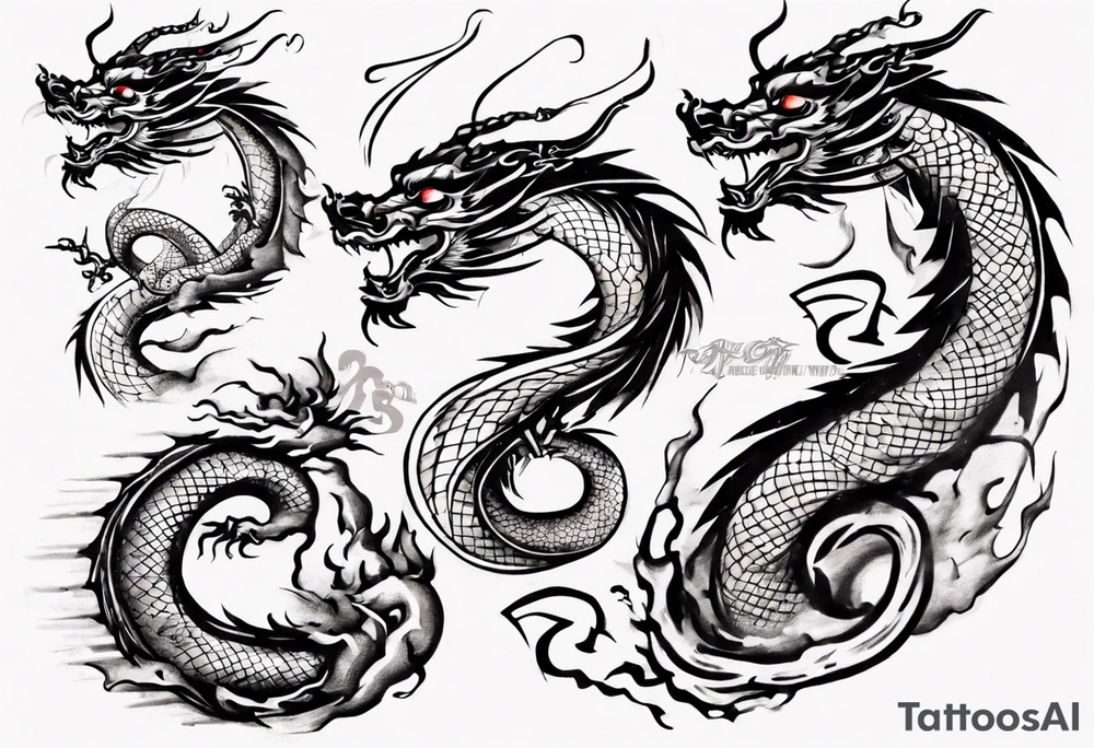 Number 24 with a Chinese dragon around it tattoo idea