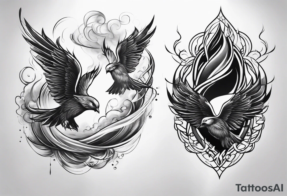 3 lost spirts floating in smoke tattoo idea