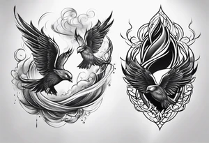 3 lost spirts floating in smoke tattoo idea