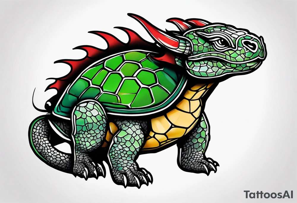dragon with turtle shell tattoo idea