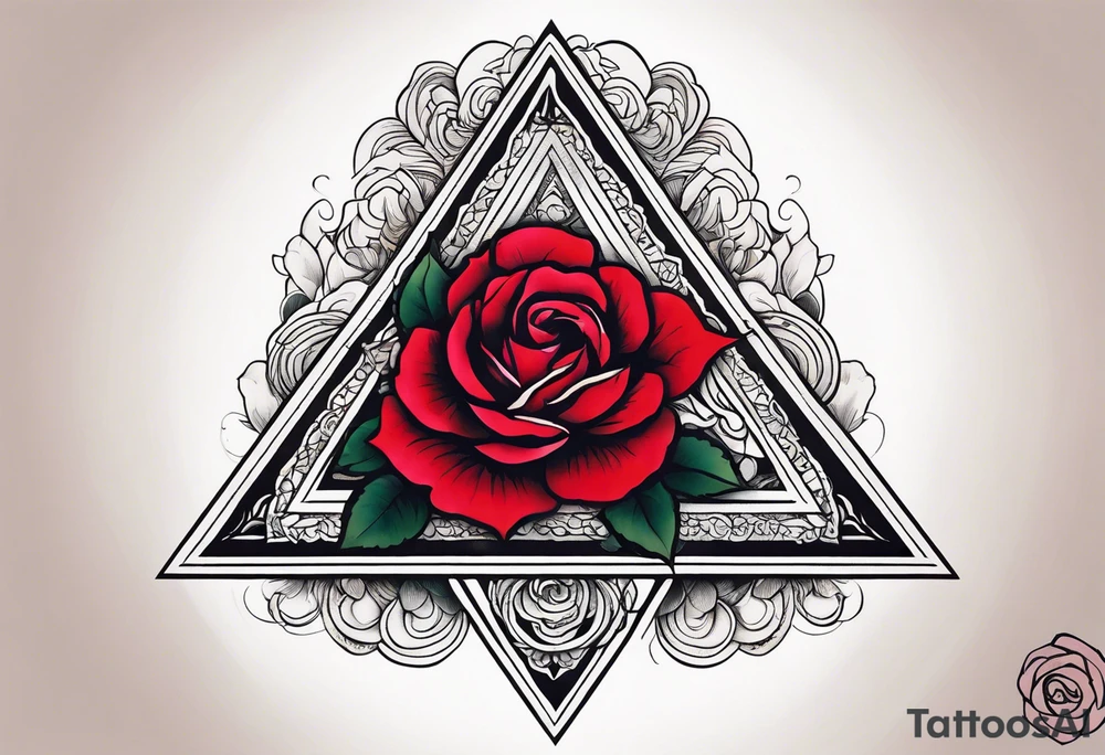 A rose tattoo around a triangle tattoo idea