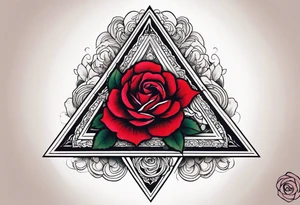 A rose tattoo around a triangle tattoo idea