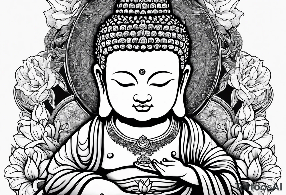 Buddha carrying Buddha baby tattoo idea