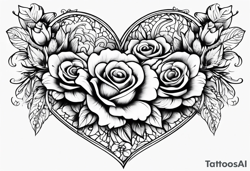 Mom and son , hearts and flowers tattoo idea