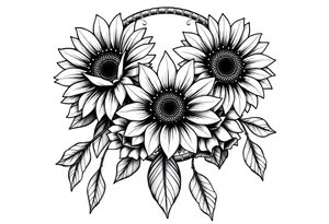 Sunflowers and roses dreamcatcher tattoo idea