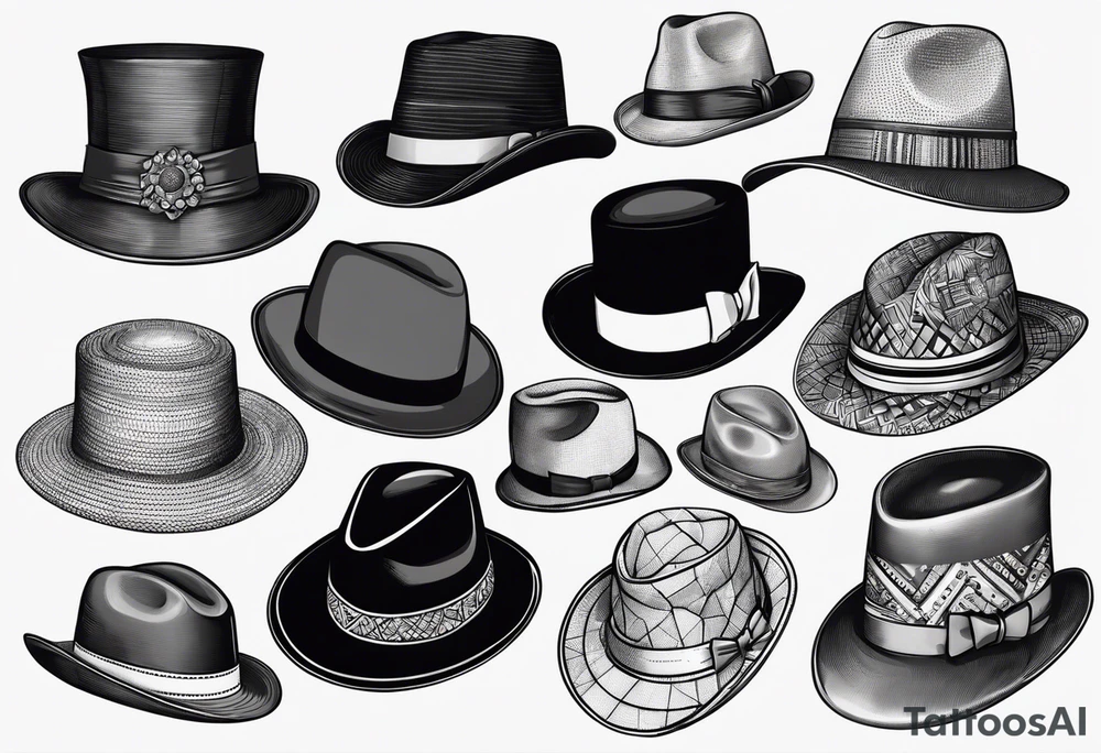 Variety of hats flash sheet tattoo idea