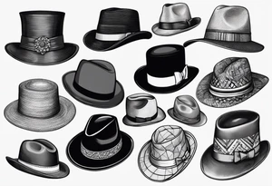 Variety of hats flash sheet tattoo idea