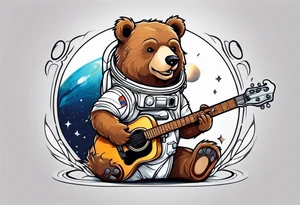 bear in a astronaut suit playing guitar tattoo idea