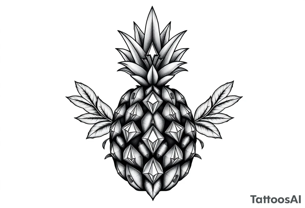 pineapple with diamonds and magestic, crown, vagina, anus, pubic tattoo idea