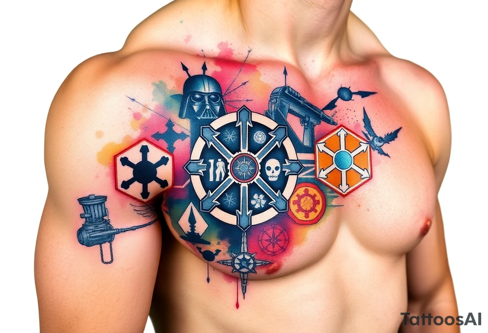 starwars symbols inside honey combs tattoo idea