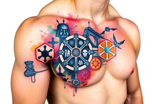 starwars symbols inside honey combs tattoo idea