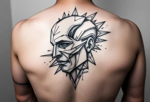 Rostro fragmentado o disolviéndose en formas geométricas. tattoo idea