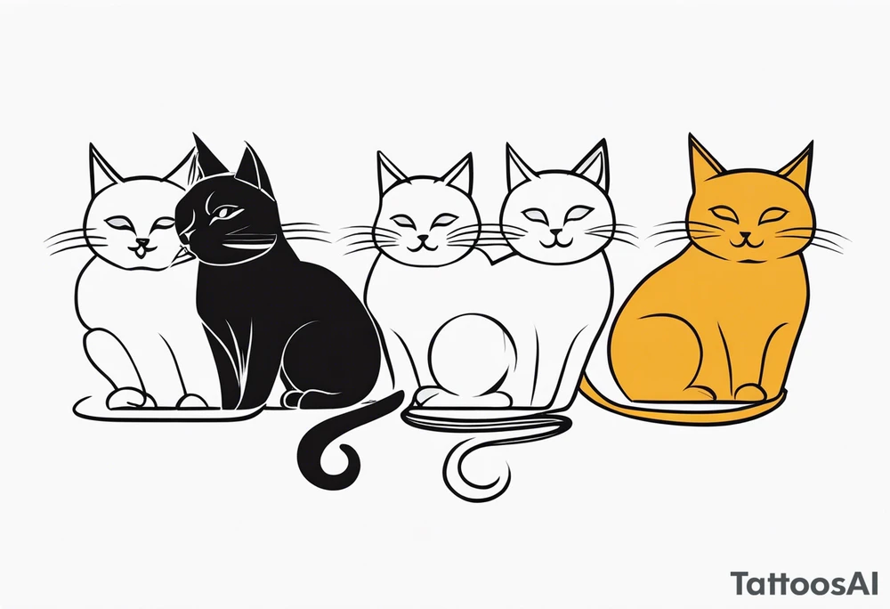 4 cats playing tattoo idea