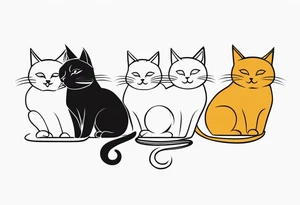 4 cats playing tattoo idea