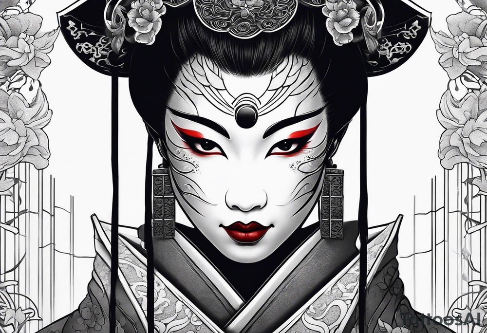 geisha  oni  mask tattoo idea