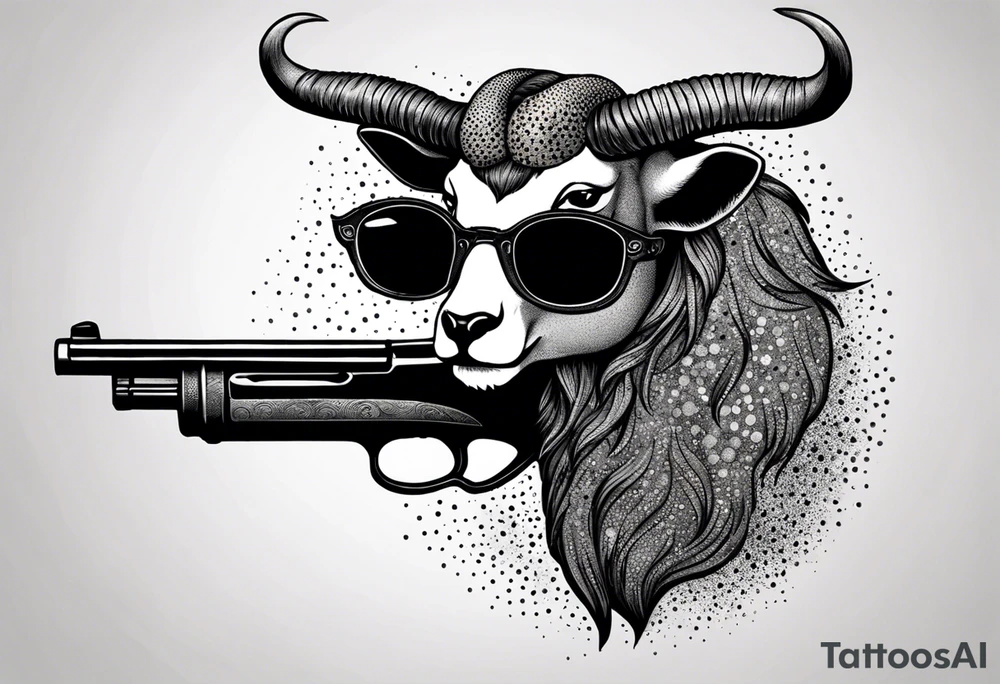 capricorn with sunglasses and shotgun tattoo idea