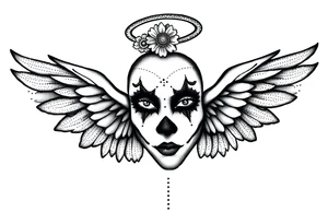 Chicana beautiful clown makeup angel wings tattoo idea