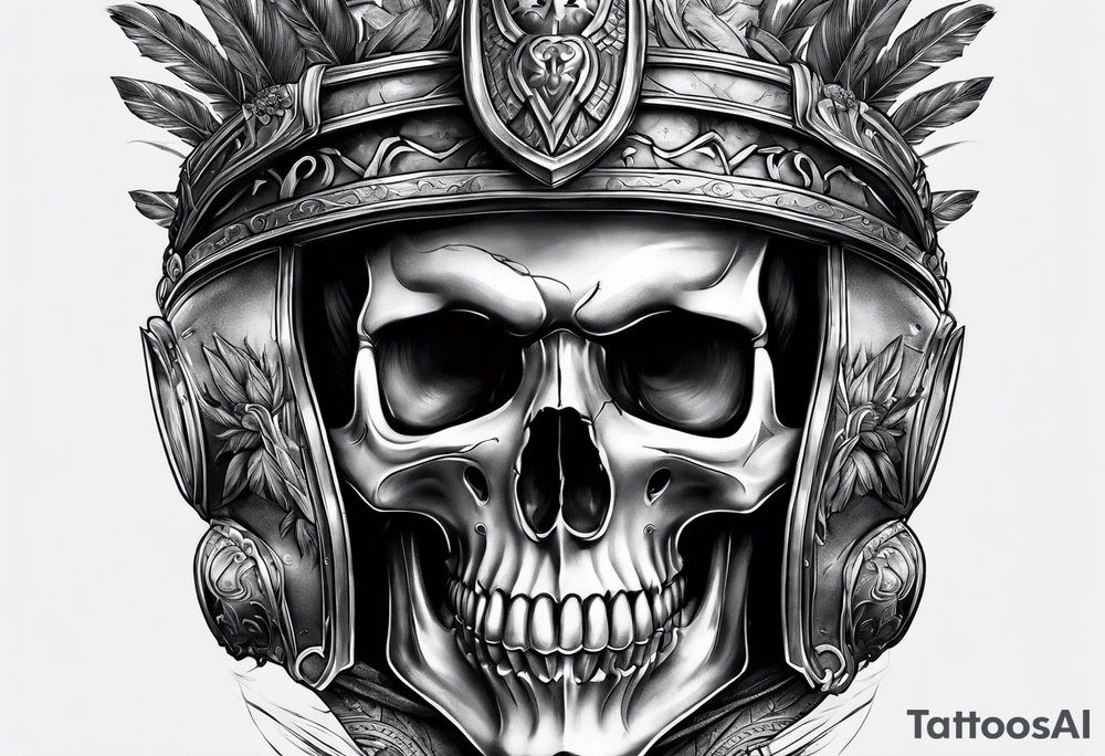 roman soldier skull tattoo idea