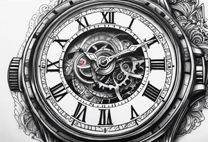 A mechanical watch face tattoo idea