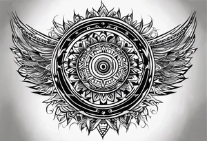 T2000s tribal tattoo with rays of light background tattoo idea