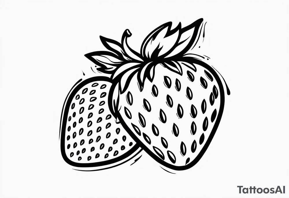 Line drawing Strawberry tattoo idea