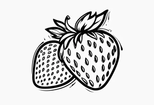 Line drawing Strawberry tattoo idea