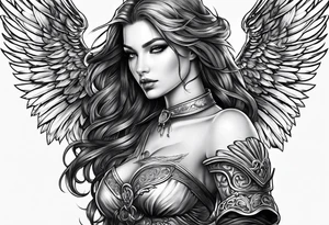 Female dark angel with sword tattoo idea