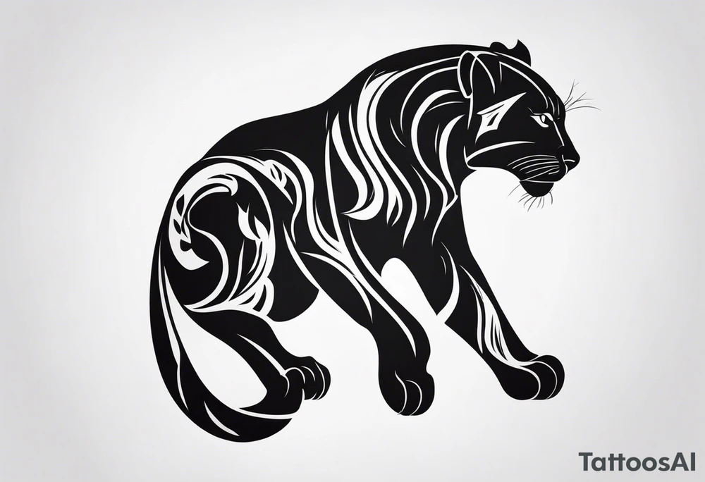 Black minimalist tattoo of a panther tattoo idea
