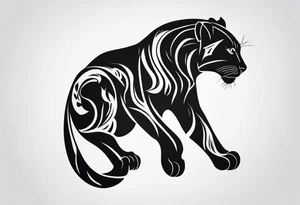 Black minimalist tattoo of a panther tattoo idea