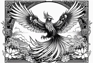 traditional Japanese phoenix white 
background high detail tattoo idea