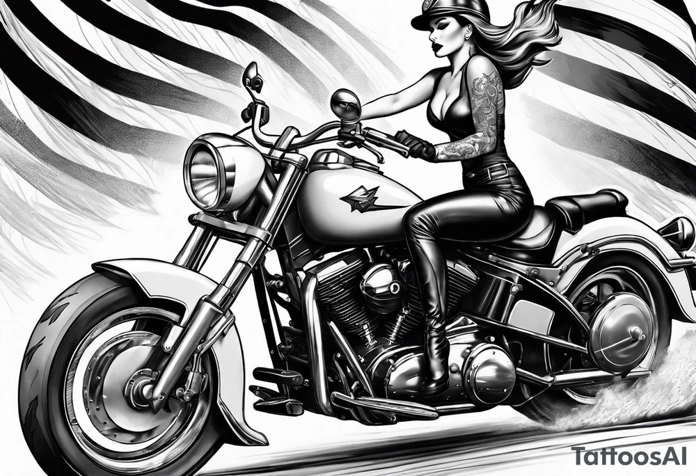 Military pin up girl riding missile tattoo idea