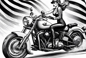 Military pin up girl riding missile tattoo idea