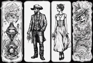 A man and a woman, like the one in the Pioneer image tattoo idea