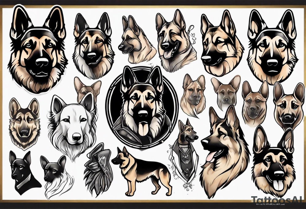 German Shepherd portrait tattoo idea