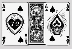7 and 2 poker card, most outward facing card have a small grave on it tattoo idea