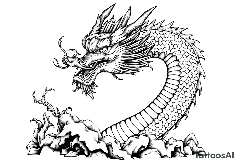 chinese dragon frontal,landscape. tattoo idea