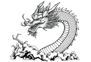chinese dragon frontal,landscape. tattoo idea