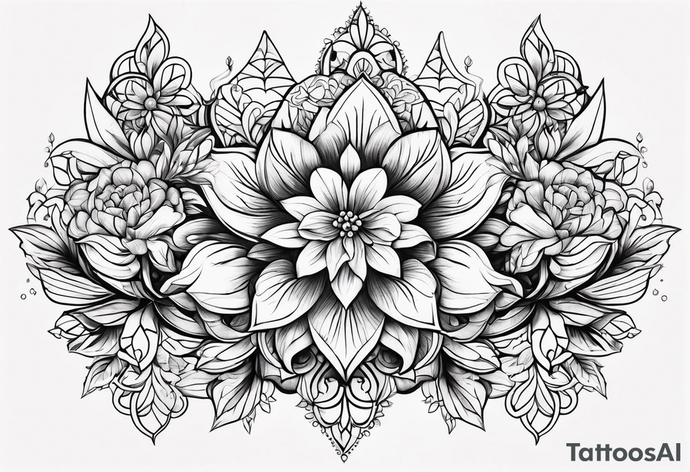 ornaments of flowers tattoo idea