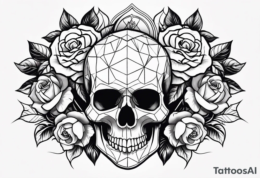 skull with roses tattoo idea