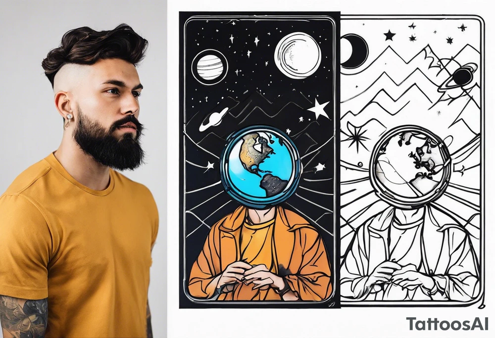 Man,solar, planet space tattoo idea