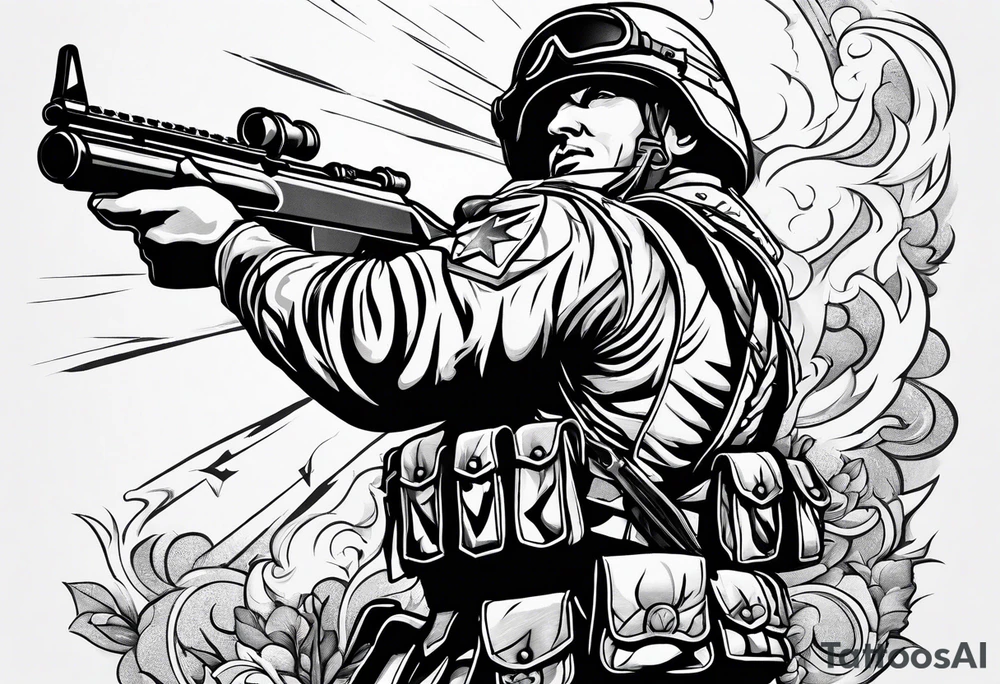 soldier reaching for the sky tattoo idea