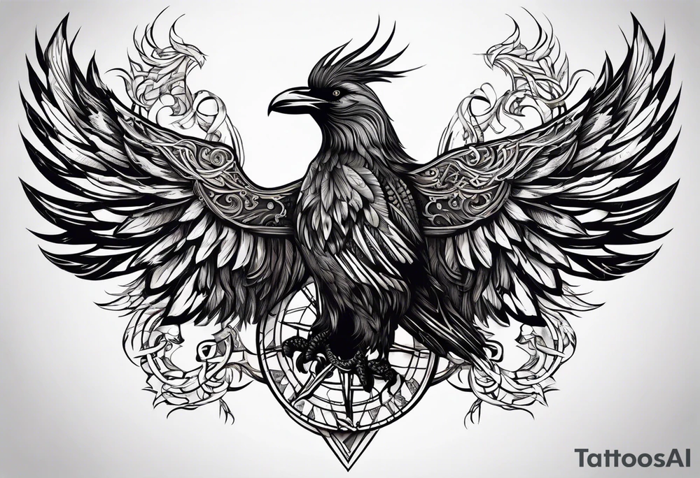 Viking Vegvisir with raven wings around it tattoo idea