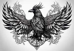 Viking Vegvisir with raven wings around it tattoo idea