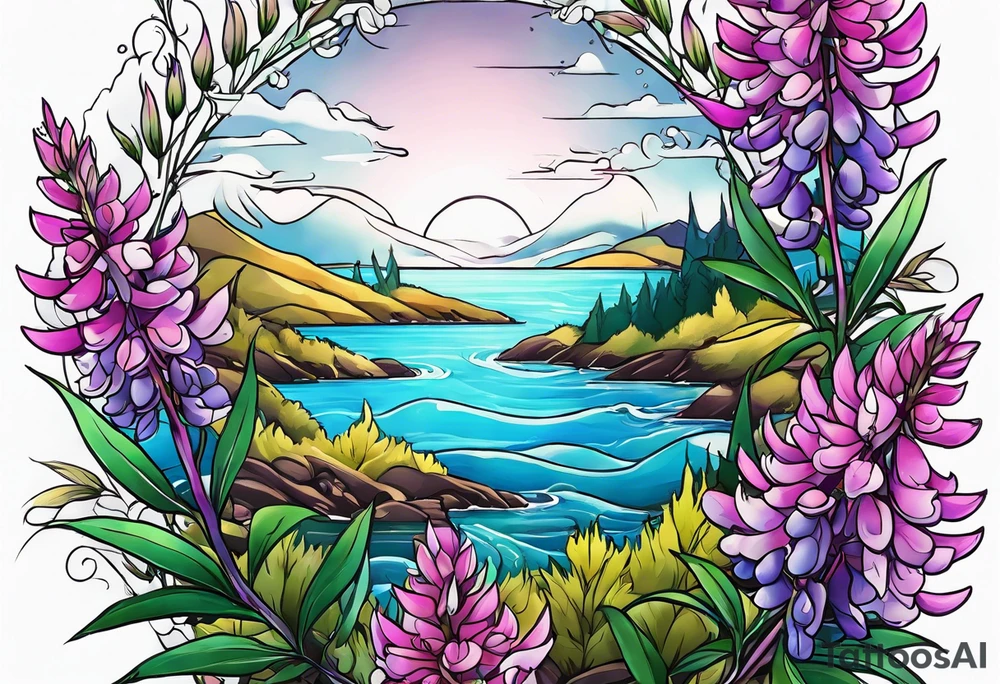 ocean lupine fireweed tattoo idea