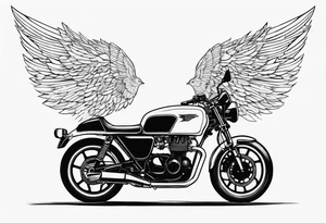 Motorcycle, wings, forest tattoo idea