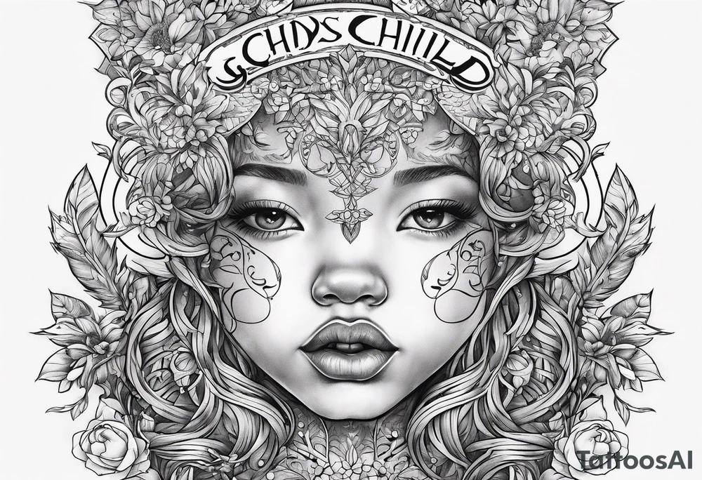 Lettering gods child tattoo idea