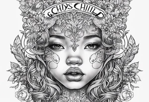 Lettering gods child tattoo idea