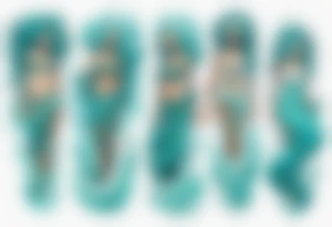 a tall woman made of water with turquoise hair surrounded by ocean waves tattoo idea